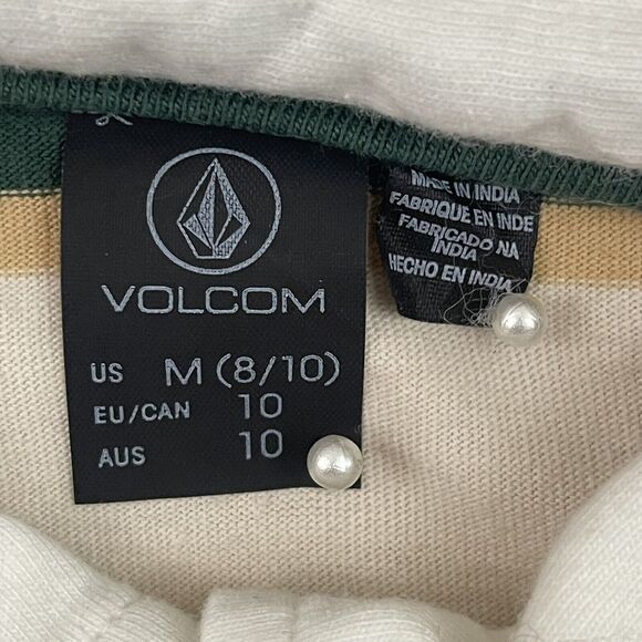 Volcom Girls Volarco 100% Cotton Stripe Polo Top Size 8/10 Medium NWT - Picture 2 of 12